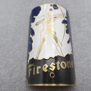 VTG Style Firestone Bicycle Head Badge Brass Archer Logo Blue White Black Enamel